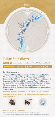 Polar Star bow stats and stacks in Genshin Impact