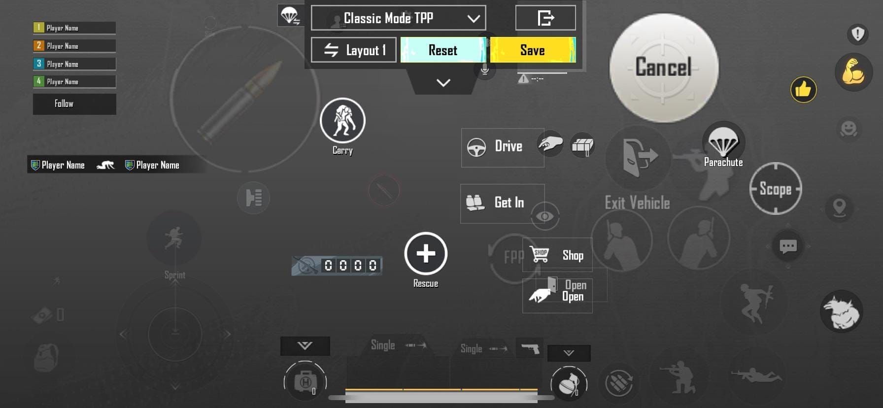 4-finger claw layout diagram showing finger positions and controls for PUBG Mobile