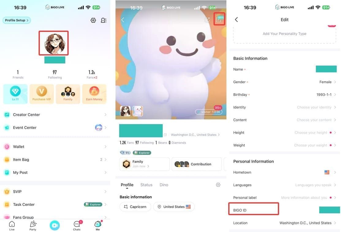 Bigo Live SAR top-up interface with ID and pack selection