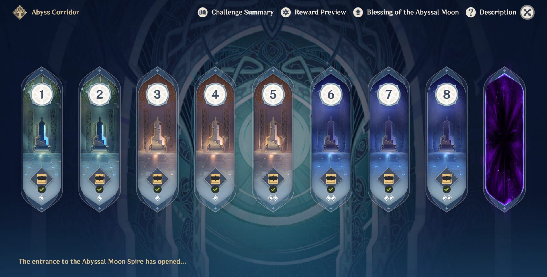 Genshin Impact Spiral Abyss primogem rewards screenshot