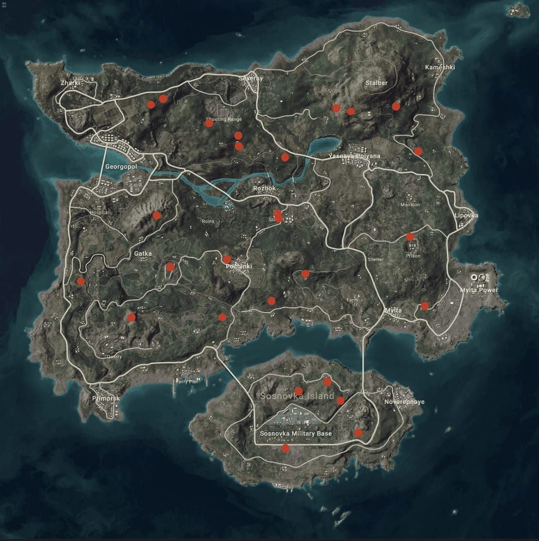 Guide to optimal Energy Berries farming routes on PUBG Mobile Erangel map