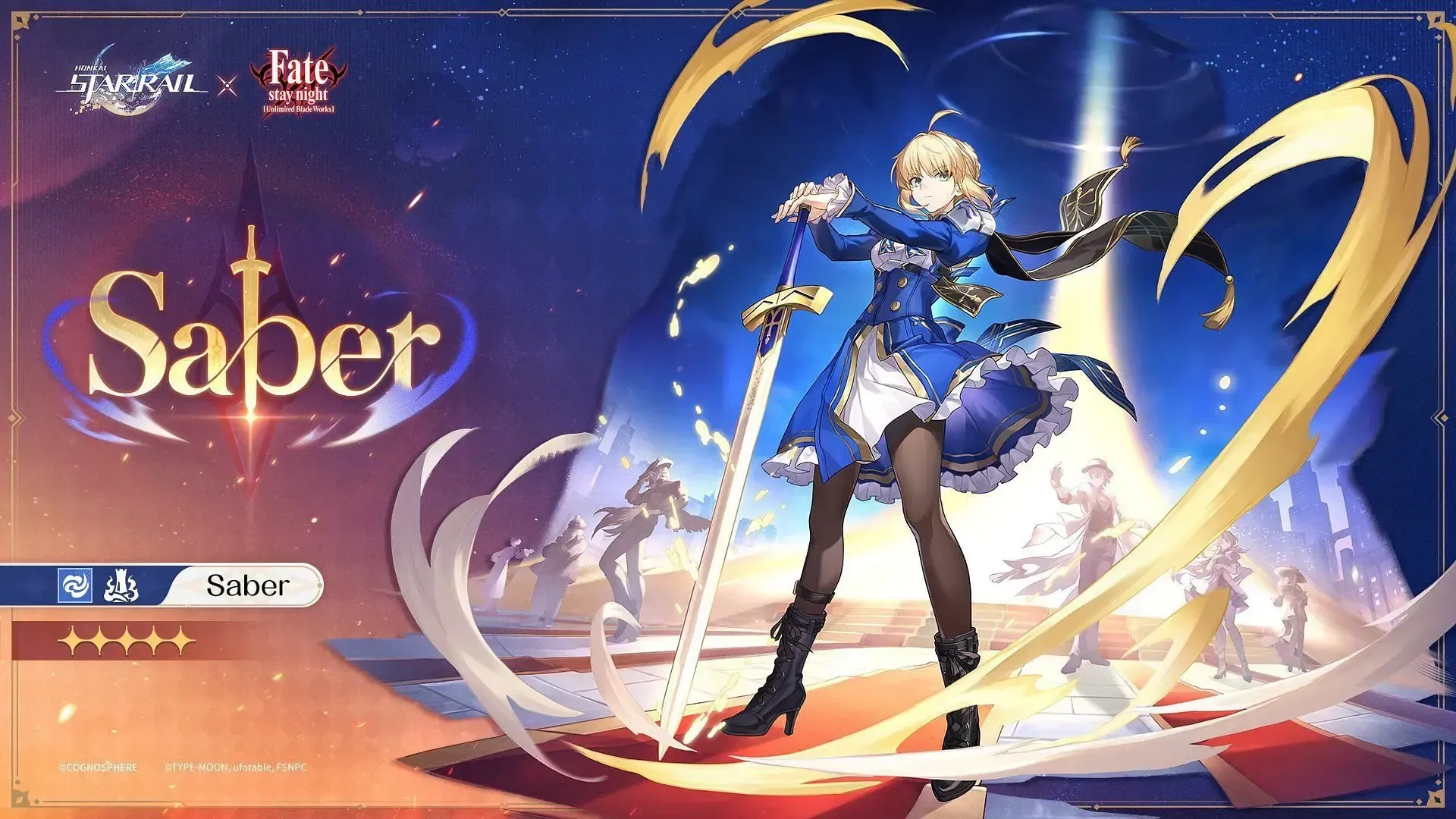 Honkai: Star Rail event banner screen for Fate collaboration with Saber and Archer