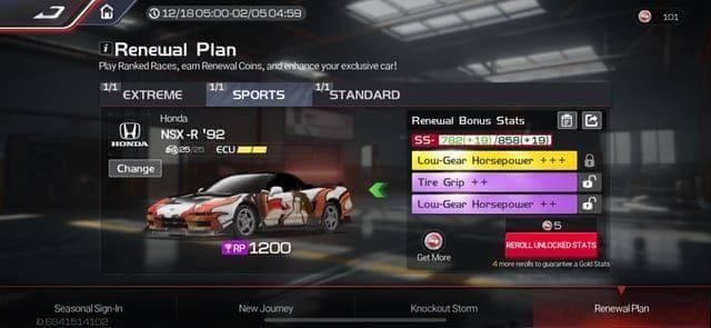Доска заданий Initial D в Racing Master SEA, открытая после завершения сюжетного этапа