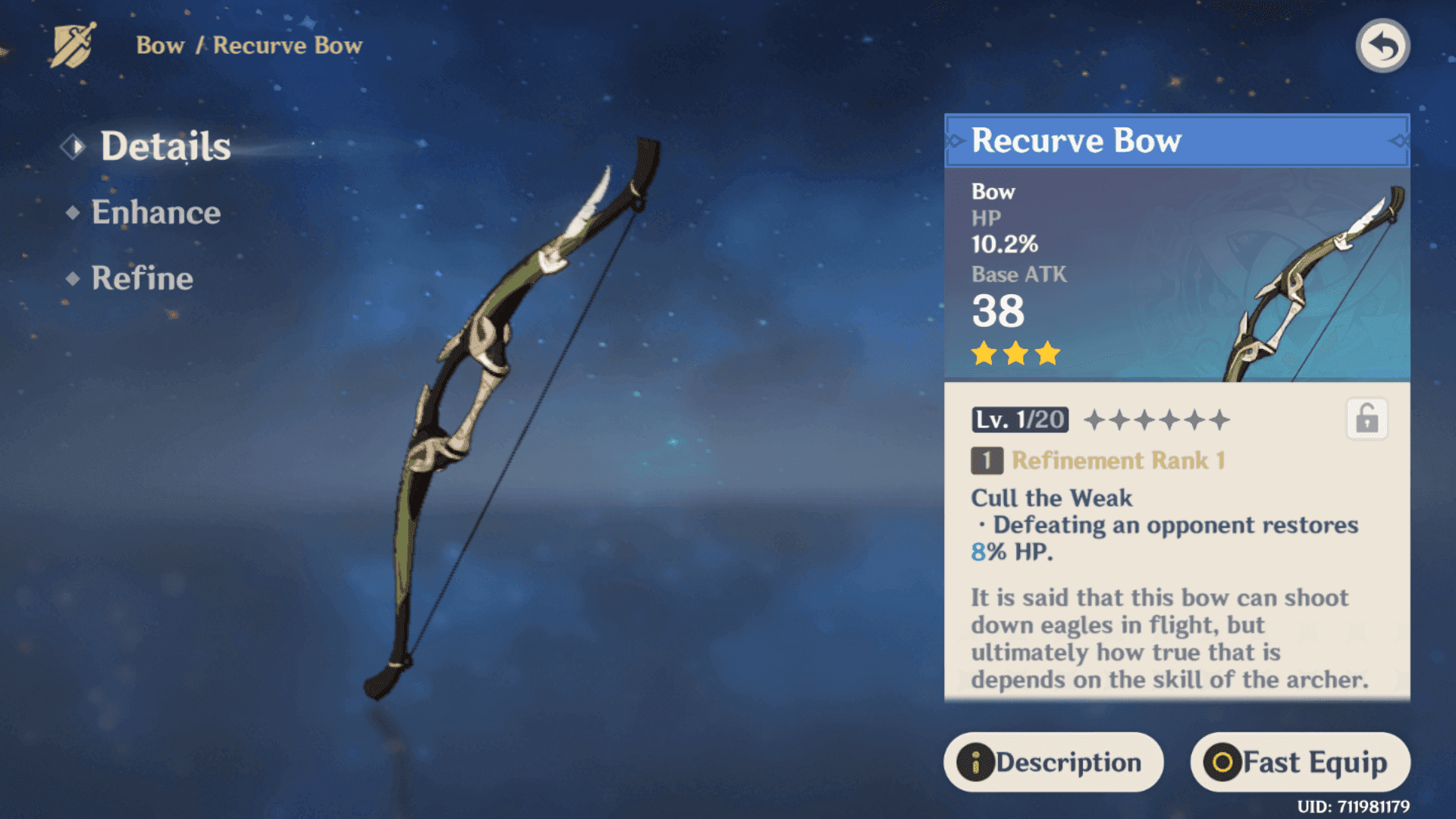 Staff of Homa weapon statistics interface showing ATK, CRIT DMG, and passive ability details