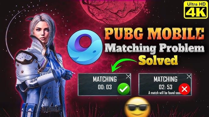 PUBG Mobile matchmaking lobby showing emulator player matching