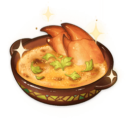 Cheesy Crab Hotpot food item showing HP and Energy Recharge bonuses