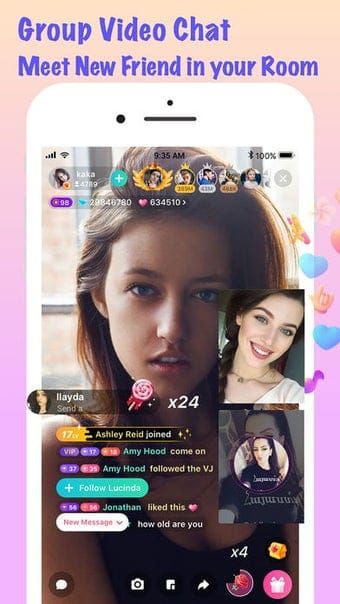 MICO Live room interface showing multiple participants in active video conversation