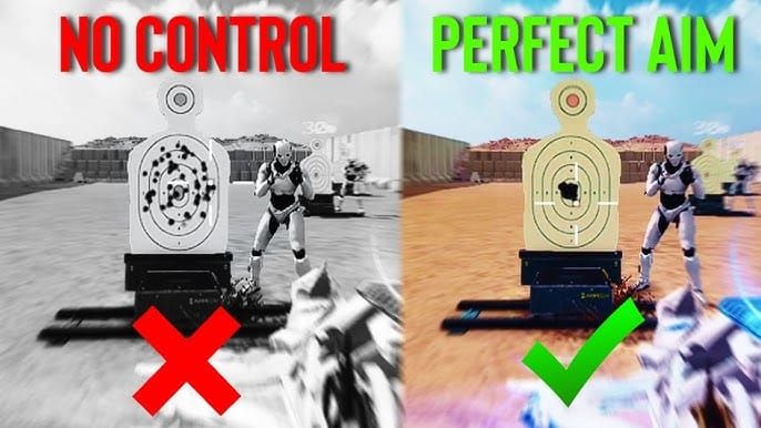 Blood Strike recoil control guide showing patterns for P90 SMG, Bizon SMG, and RPK LMG