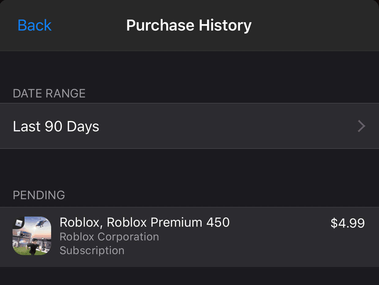 Roblox app Robux purchase with Apple Gift Card balance