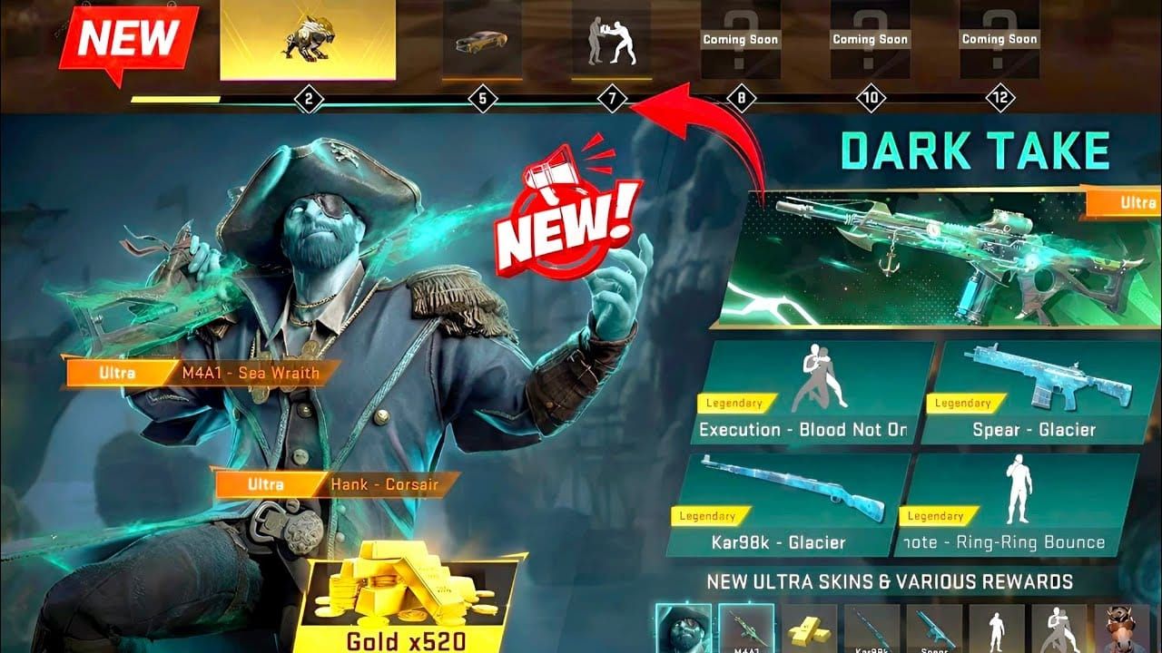 Интерфейс прогрессии уровней Blood Strike 2026 Dark Take Strike Pass