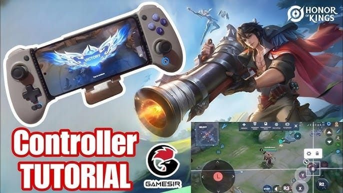 Third-party controller mapping software overlay on Honor of Kings gameplay screen