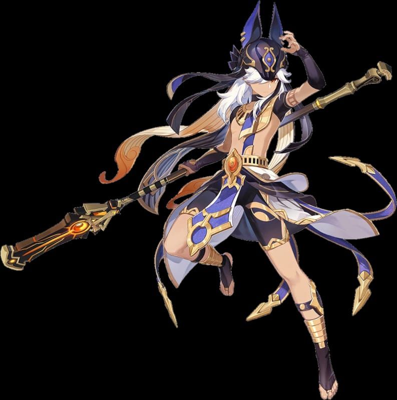 Official Genshin Impact Duolingo collab artwork featuring Paimon, Cyno, and Tighnari