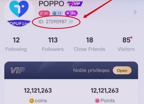 Скриншот баланса монет в профиле Poppo после успешного пополнения
