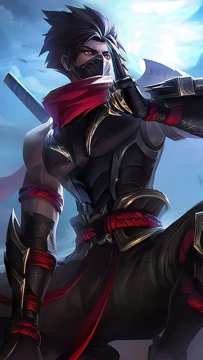 Персонаж Хаябуса из Mobile Legends, демонстрирующий его статистику меты и способности