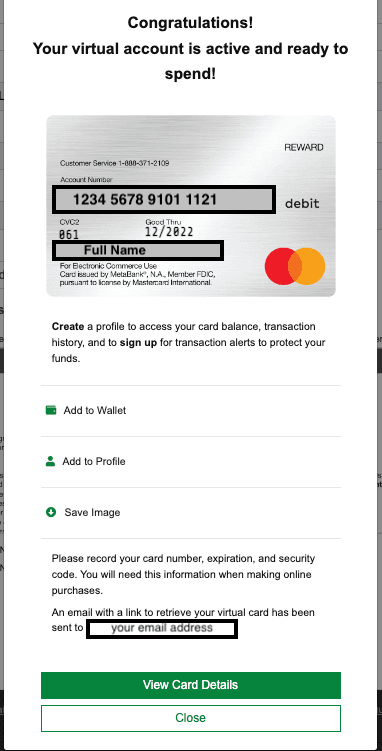 Экран активации карты очков MyCard с полями ввода номера карты и пароля