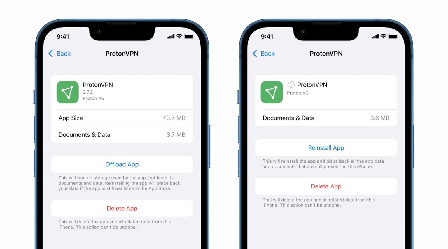 iPhone Storage settings for WeSing app with Offload App button highlighted