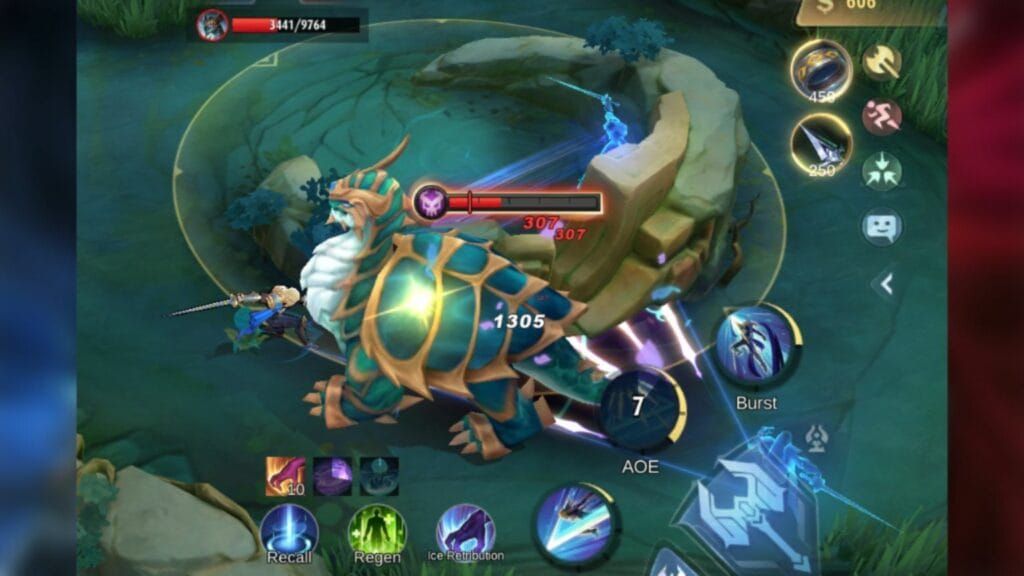 Объект Черепаха в Mobile Legends в яме с окружающей лесной местностью