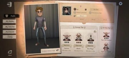 Скриншот профиля игрока Identity V, отображающий ранг, уровень и предметы