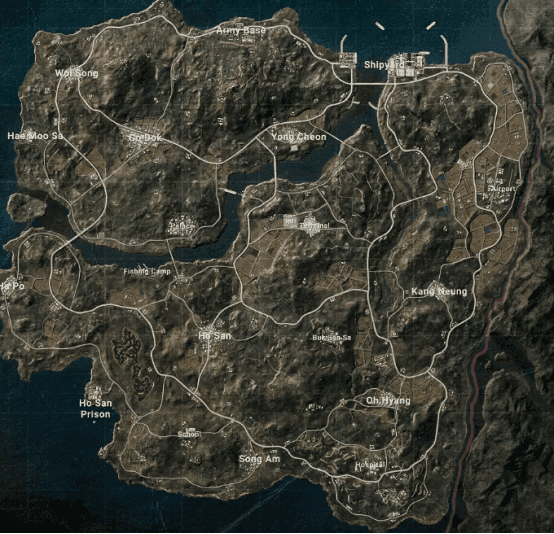 Карта PUBG Mobile, показывающая стратегическое позиционирование и пути ротации для соревновательной игры