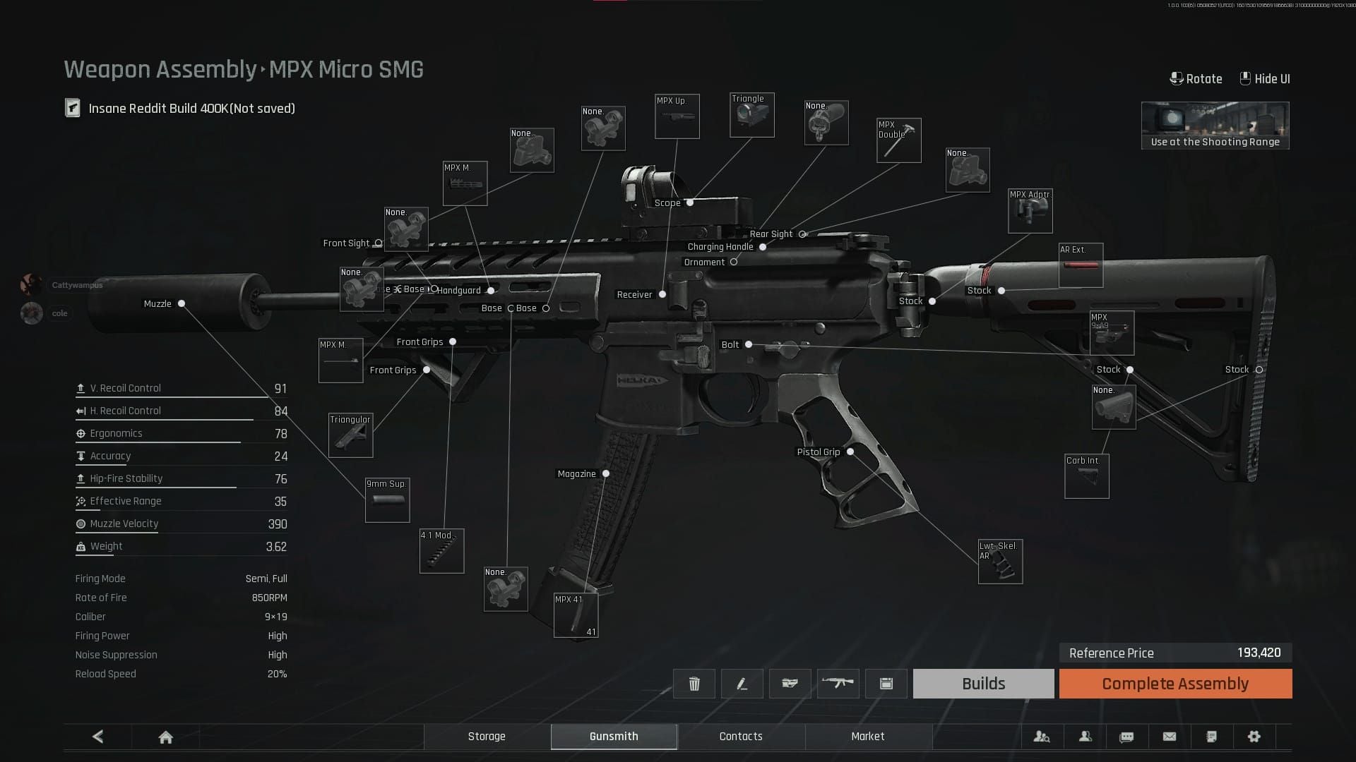Скриншот интерфейса бюджетной сборки MPX за 88к в Arena Breakout