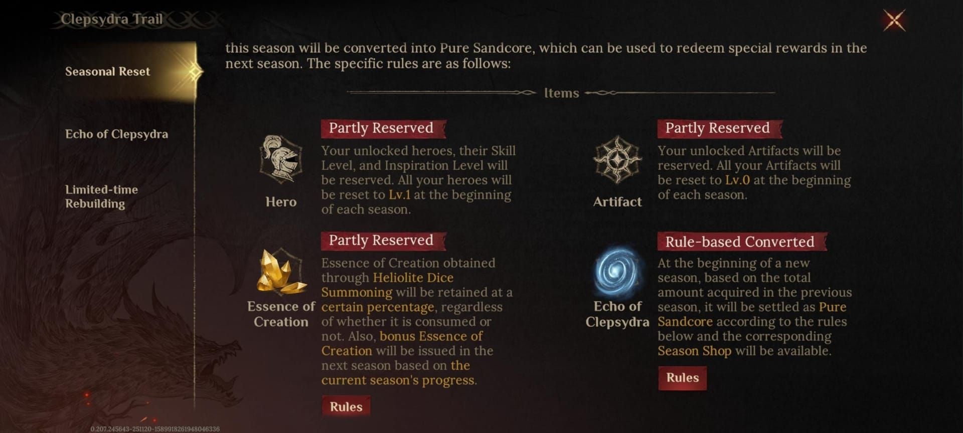 Dragonheir Silent Gods summoning interface displaying different types of dice currencies