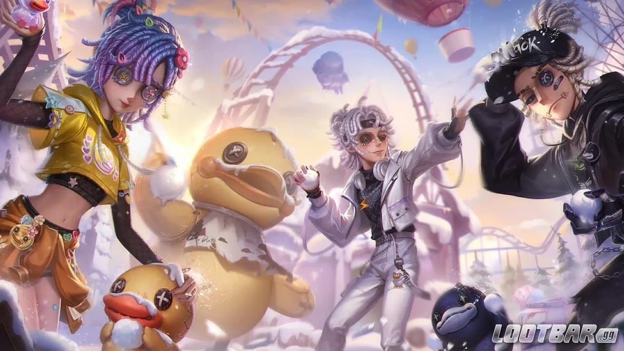 Comparison of Identity V B.Duck A-tier costumes for Mercenary, Prisoner, and Perfumer