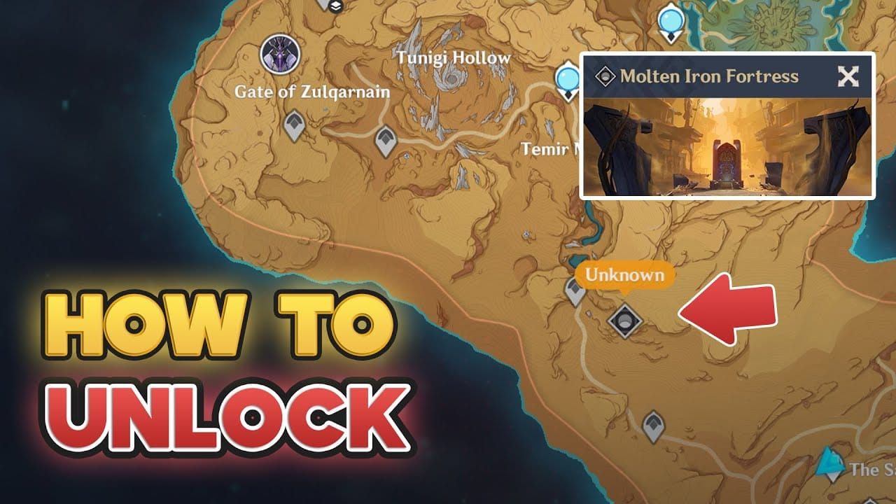 Molten Iron Fortress domain location in Sumeru for Vourukasha's Glow farming