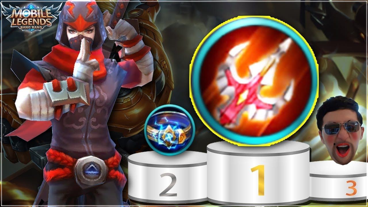 Профессиональный геймплей Mobile Legends, показывающий Хаябусу со сборкой предметов Бесконечная Битва