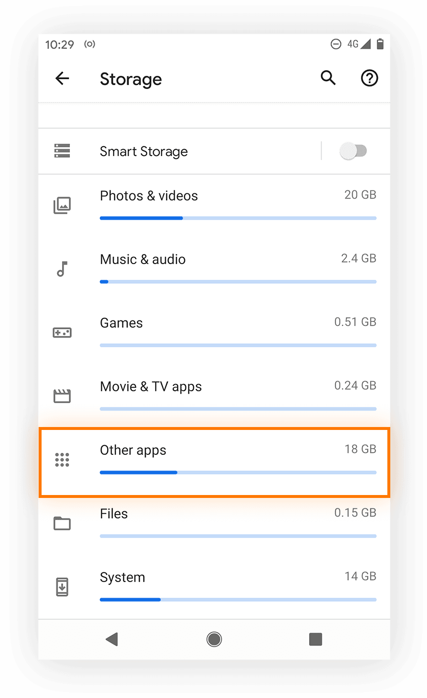 Экран настроек Android с выделенной кнопкой «Очистить кэш» в разделе хранилища приложения