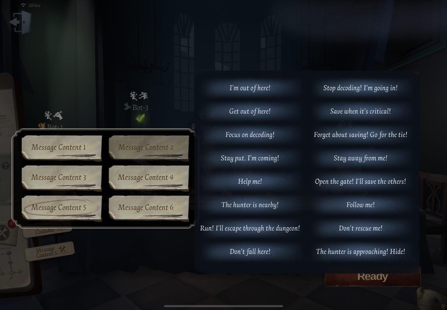 Интерфейс голосового чата и быстрых сообщений в Identity V