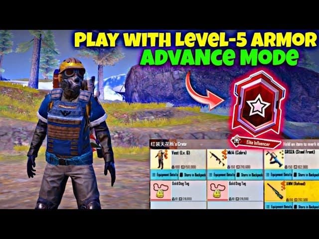 Comparison of PUBG Mobile Level 6 vs Level 5 armor protection stats and visuals