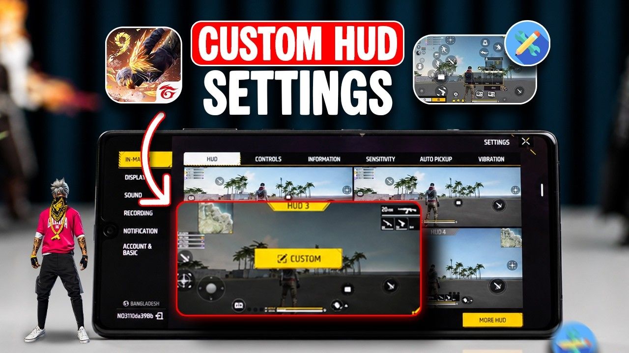 Free Fire custom HUD layout control settings menu