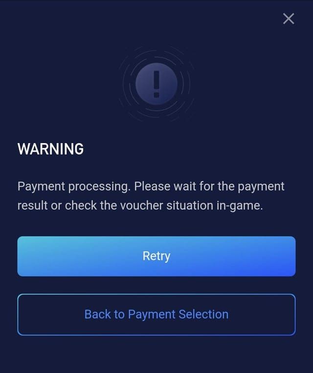 Экран покупки UC в PUBG Mobile с ошибкой «Высокий риск» или ошибкой оплаты B102