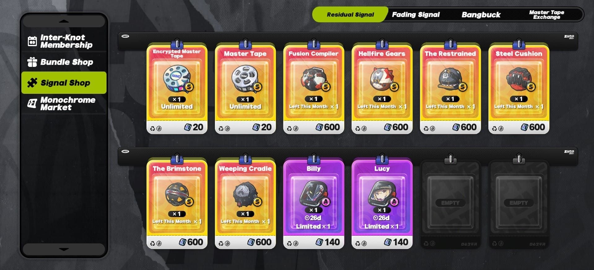 Price comparison display of Zenless Zone Zero merchandise ranging from budget pins to premium figures