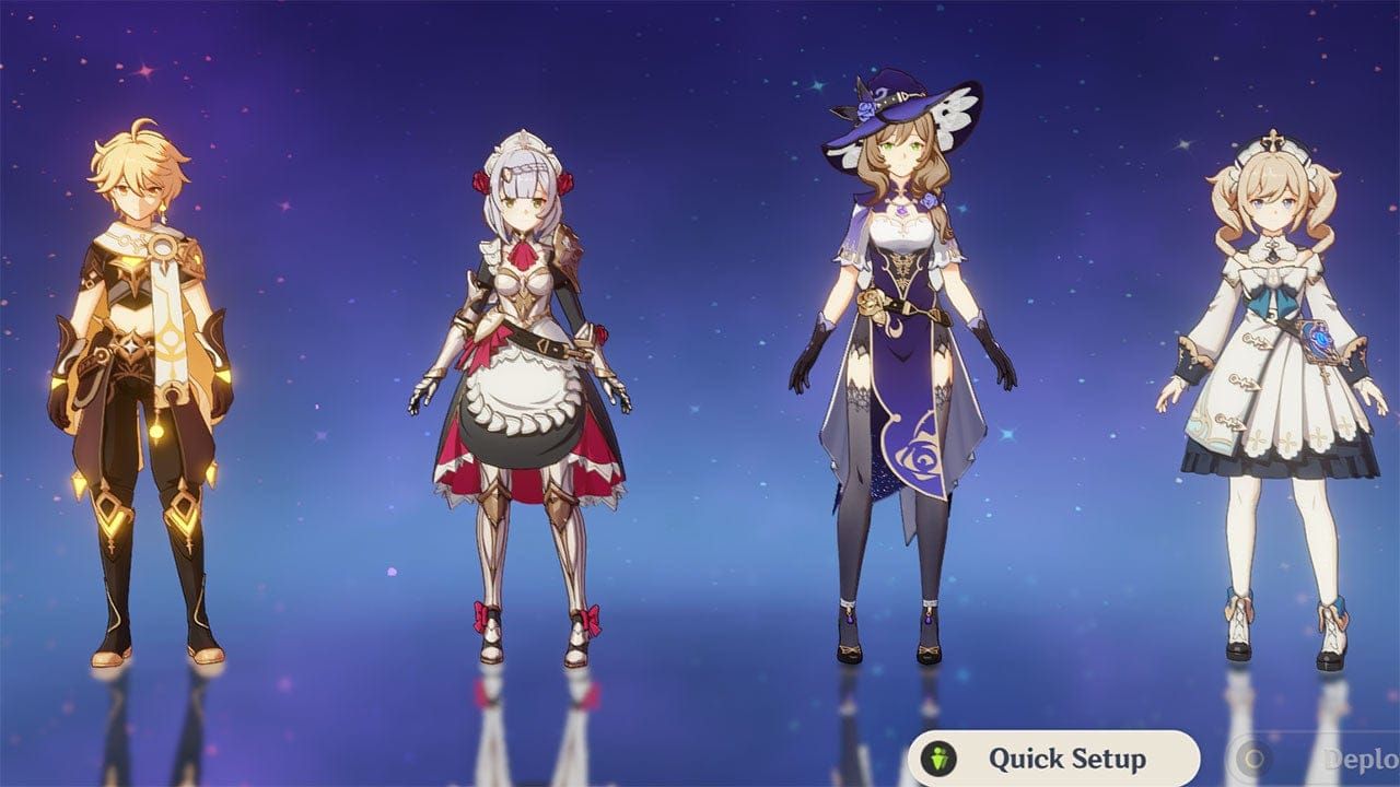 Genshin Impact F2P Lunar-Bloom team composition with free characters