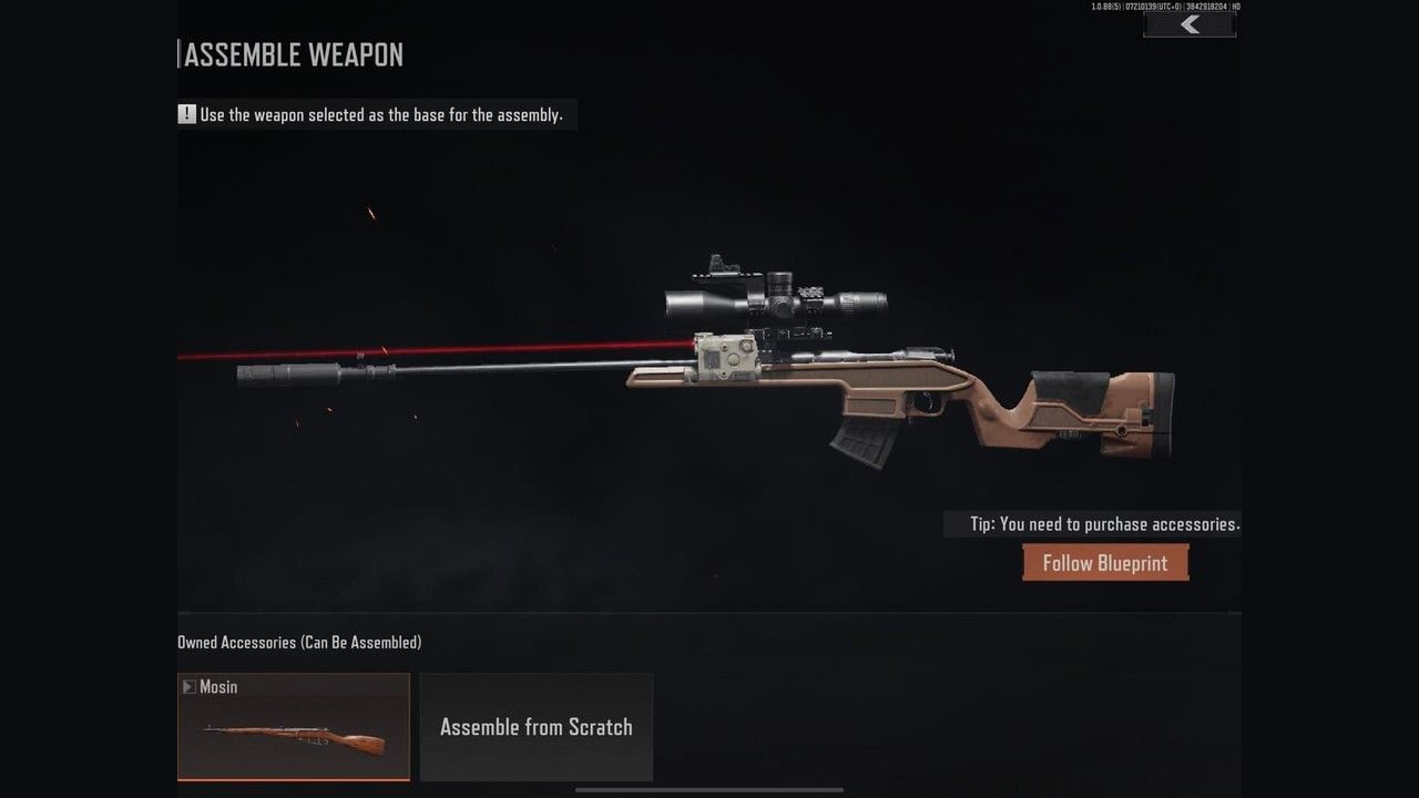 Arena Breakout Mosin-Nagant budget sniper in the assemble weapon screen