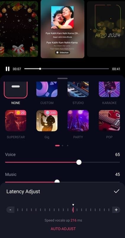 Step-by-step guide screenshot for StarMaker auto-adjust latency calibration