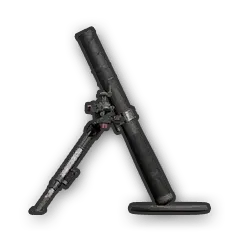 PUBG Mobile mortar weapon interface showing firing modes and blast radius