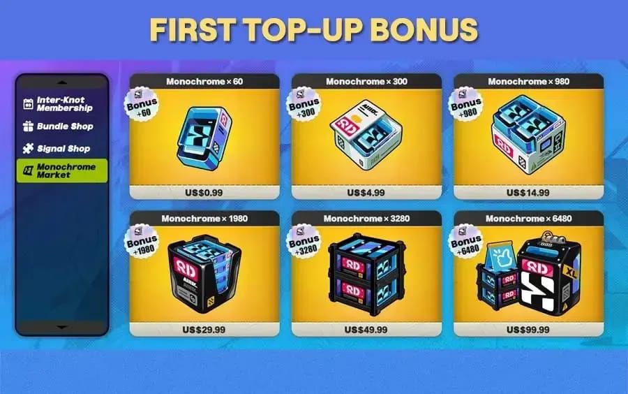 Скриншот пошагового руководства по пополнению в Zenless Zone Zero через игровое меню