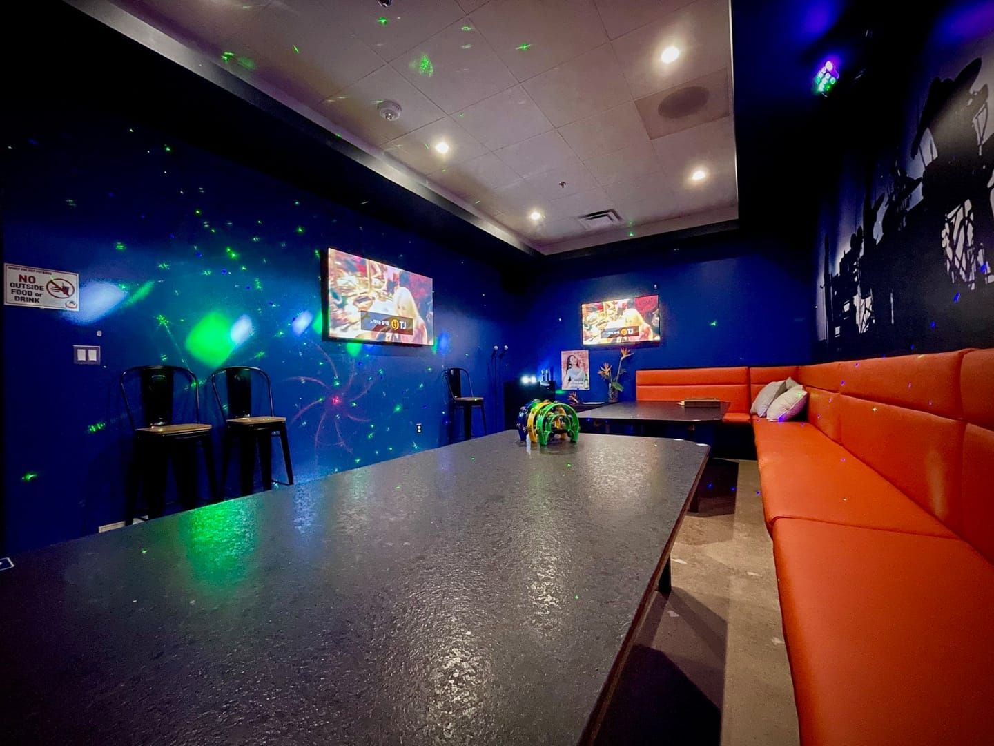 SUGO themed rooms showing karaoke, trivia, and roleplay spaces in a collab event
