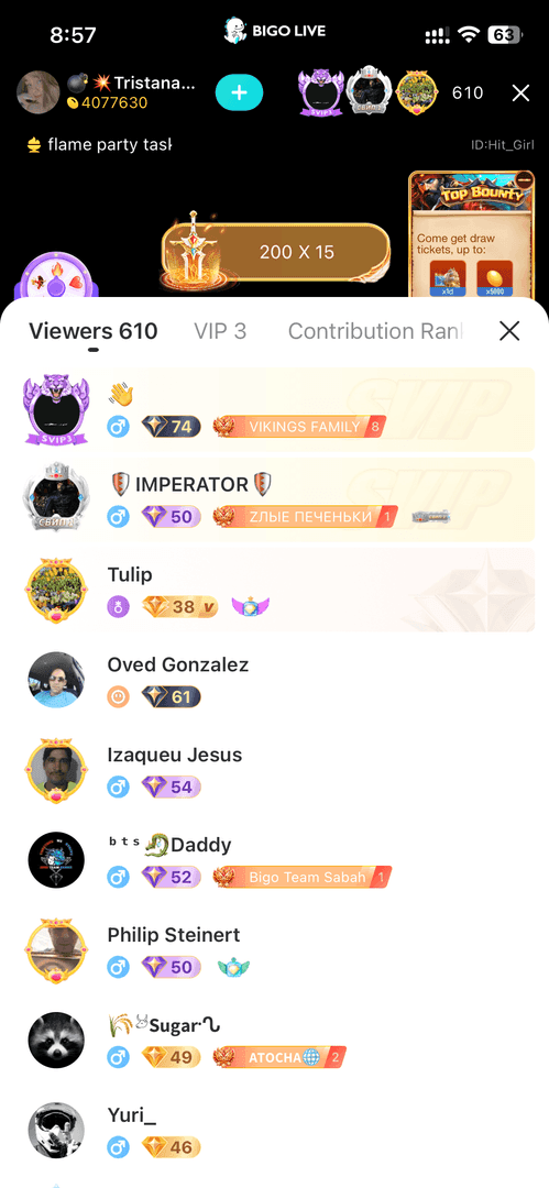 Интерфейс Bigo Live с отметкой 30-го уровня