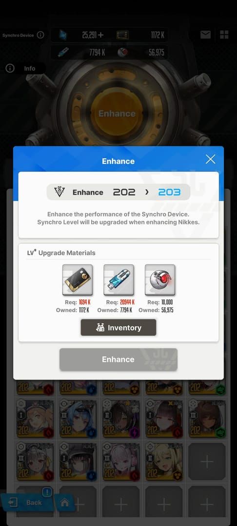 NIKKE shop screen displaying Core Dust Cases with pricing and weekly purchase limits