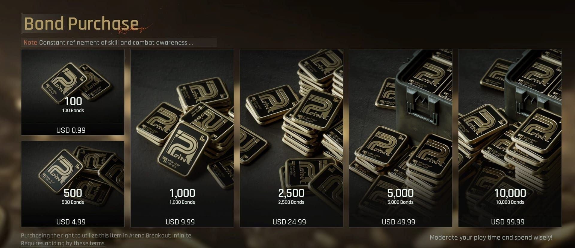 Arena Breakout comparison of Temporary Bonds vs Permanent Bonds currencies