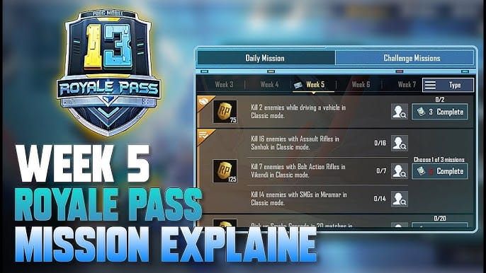 Интерфейс PUBG Mobile Royale Pass с накопленными еженедельными миссиями