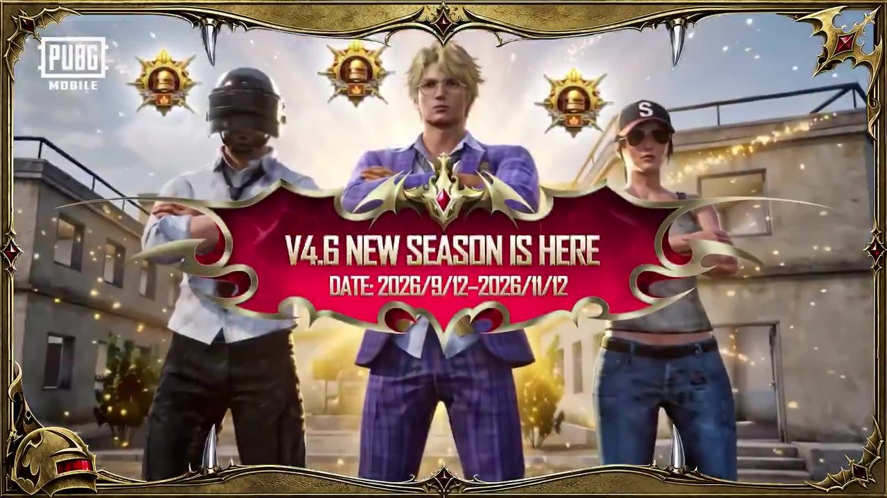 Карточка нового сезона PUBG Mobile V4.6 с датами 32-го сезона с 2026/9/12 по 2026/11/12