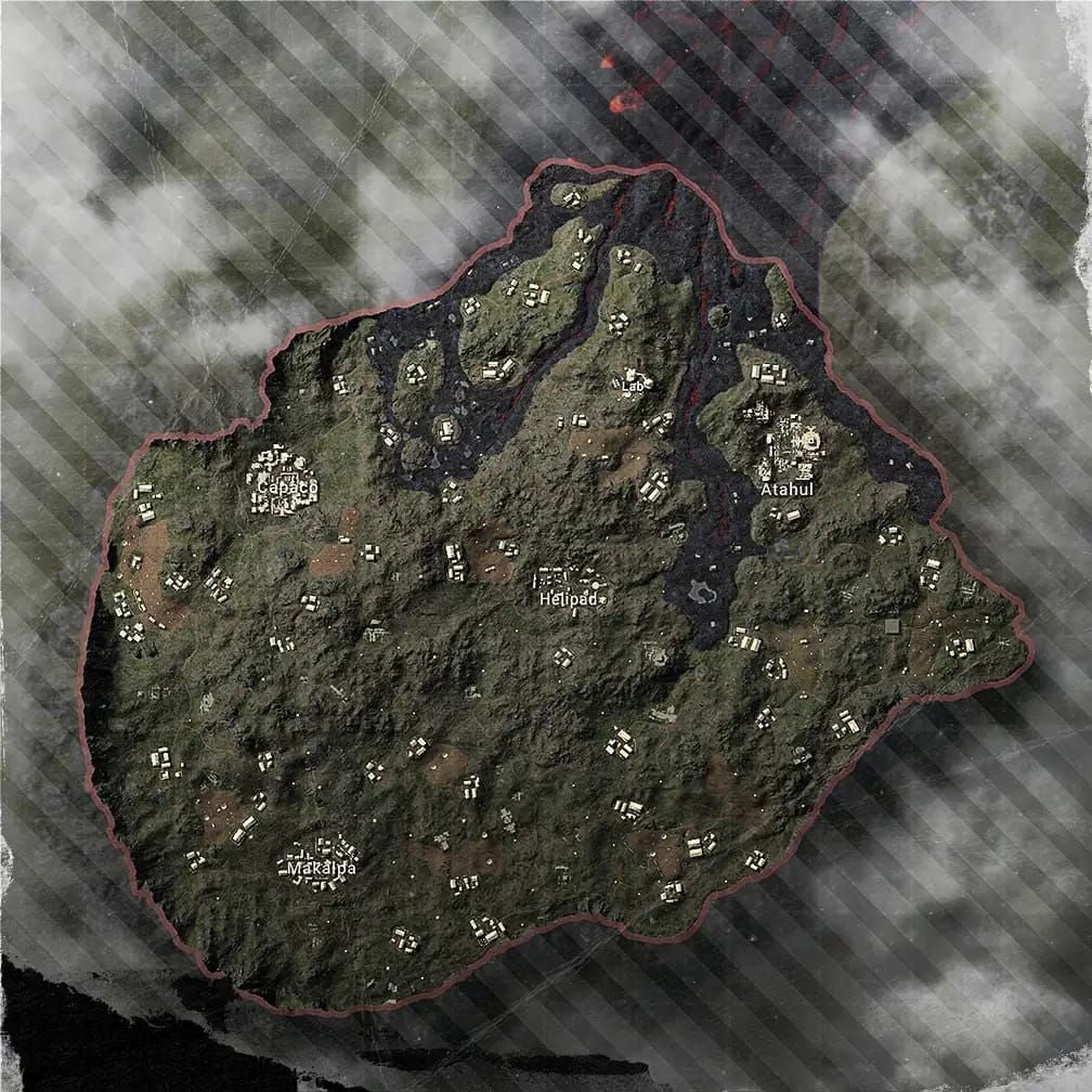 Карта Парамо в PUBG Mobile с отмеченными лучшими зонами высадки и горячими точками