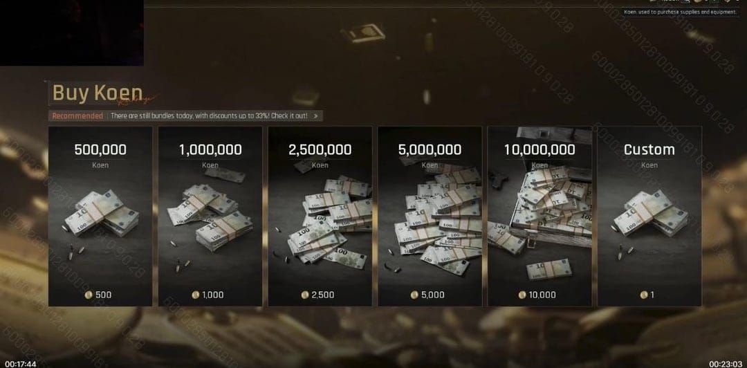 Arena Breakout Koen to Bonds conversion calculation chart example