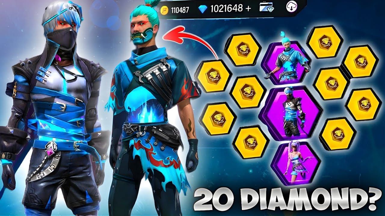 Предметы набора Free Fire Arctic Blue: голова, маска, верх, низ, обувь