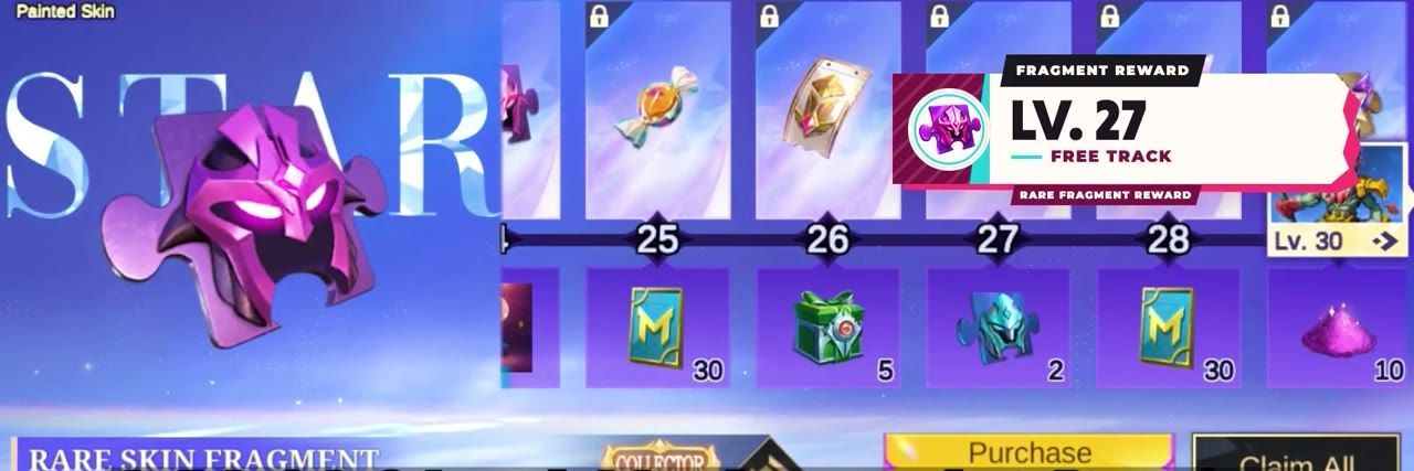 Starlight pass Rare Skin Fragments on the 2026 reward path