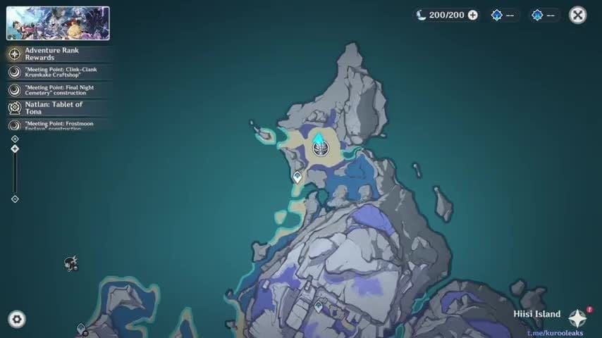 Карта Genshin Impact с точками появления Морозного Херраса для фарма Сияющих рогов